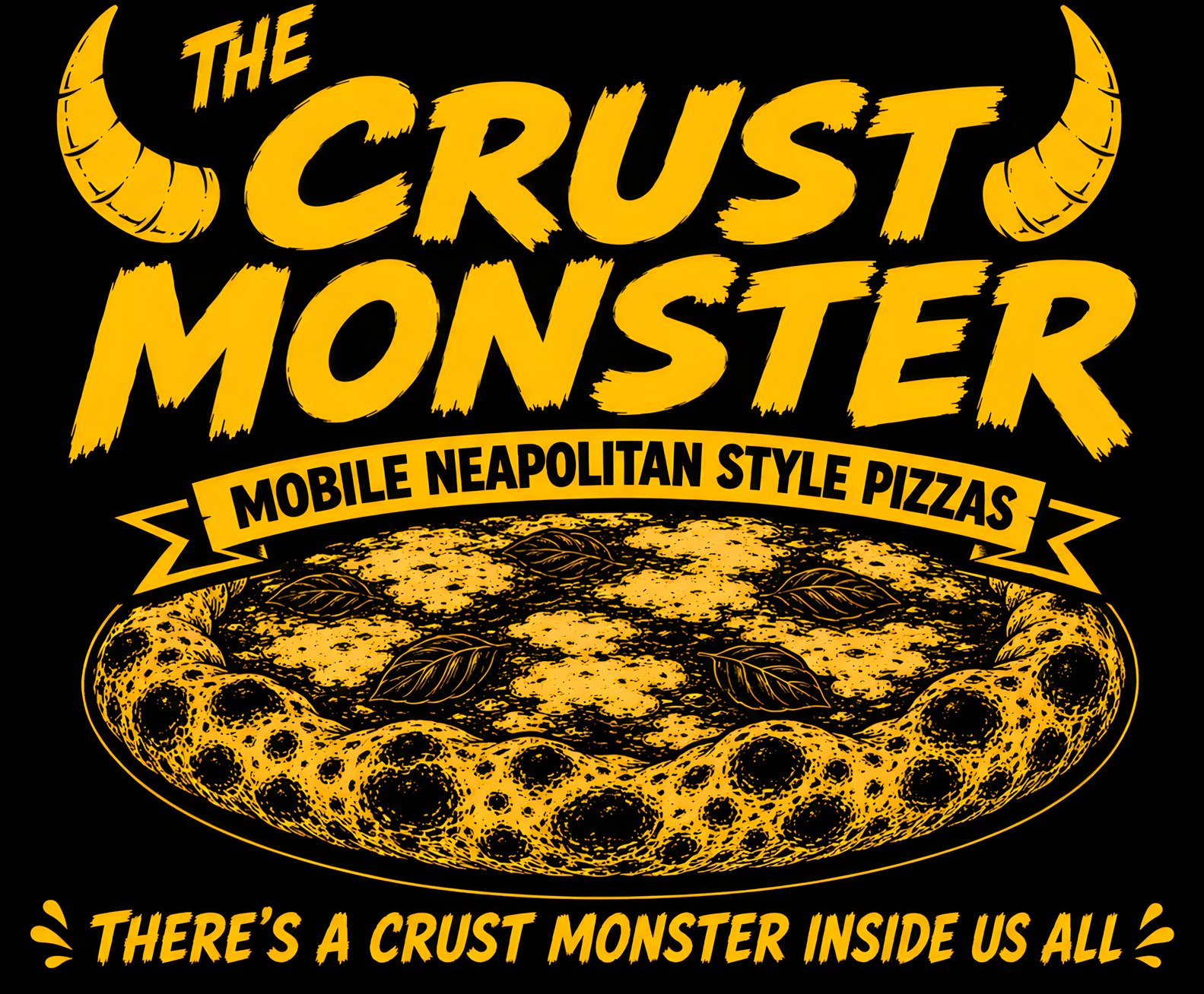 The Crust Monster mobile Neapolitan-style pizza catering logo